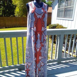 Roaman's  Maxi Sleeveless Dress, Color White, Black & Rust, Size 14/16 Medium.